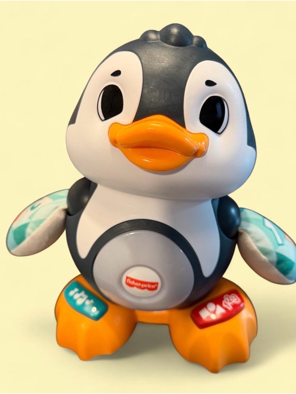Gray & White Penguin Learning Toy with Orange Beak and Feet